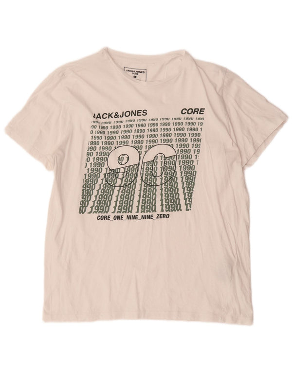 Camiseta gráfica masculina Jack & Jones grande algodão branco
