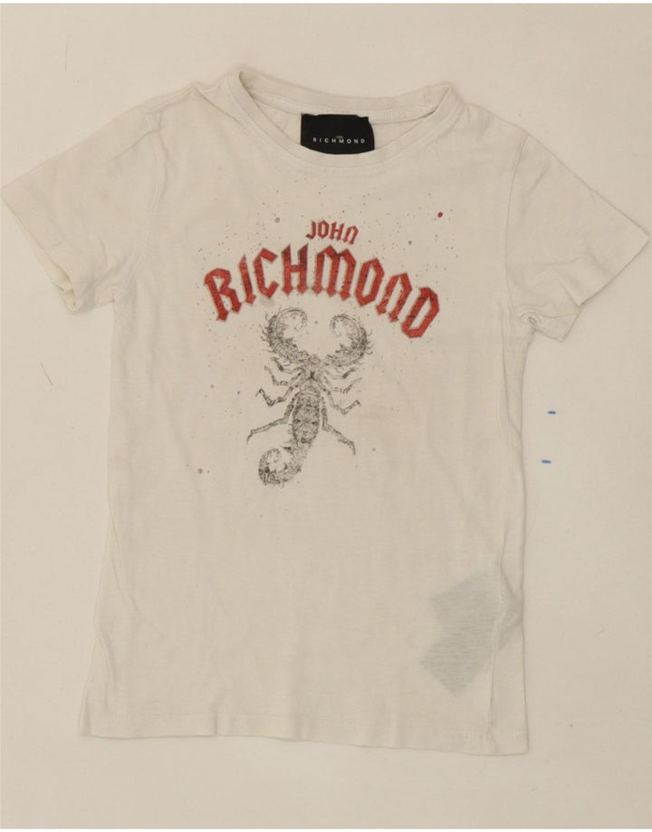 RICHMOND Boys Graphic T-Shirt Top 3-4 Years White Vintage Richmond and Second-Hand Richmond from Messina Hembry 