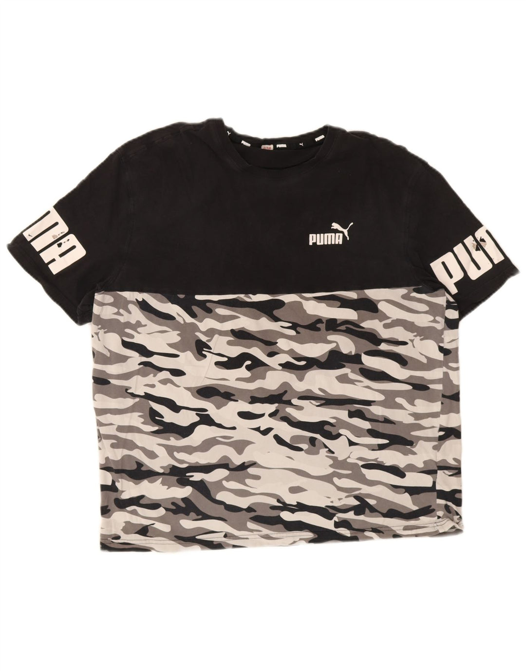 Puma Herre Grafisk T-Shirt Top Medium Sort Camouflage