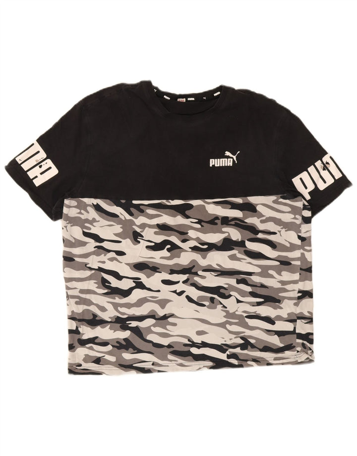 Puma Herre Grafisk T-Shirt Top Medium Sort Camouflage