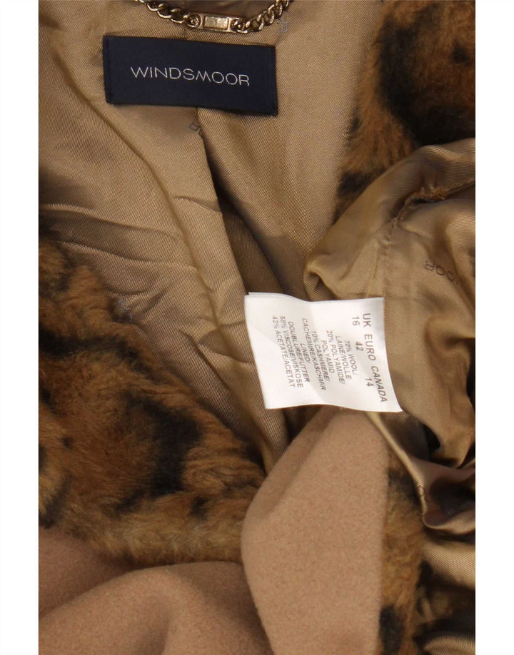 Windsmoor Womens Coat UK 16 Large Brown Animal Print Wool Classic