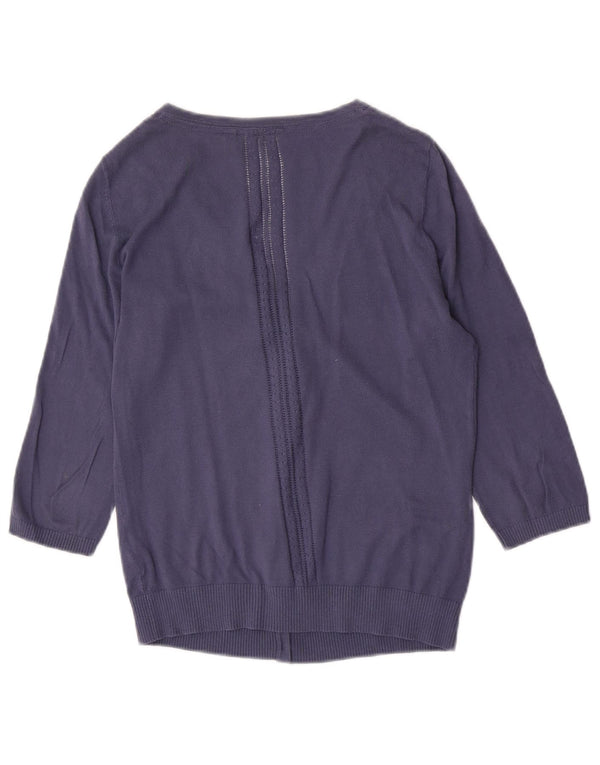 Fat Face Cardigan à manches 3/4 pour femme en coton bleu moyen UK 12