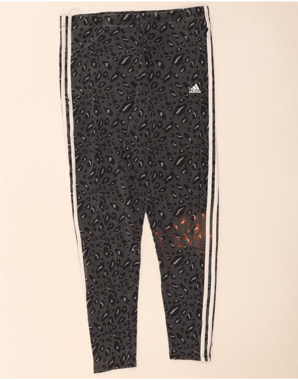 Adidas Dame Tight Fit Leggings UK 20/22 XL Grå Animal Print Bomuld