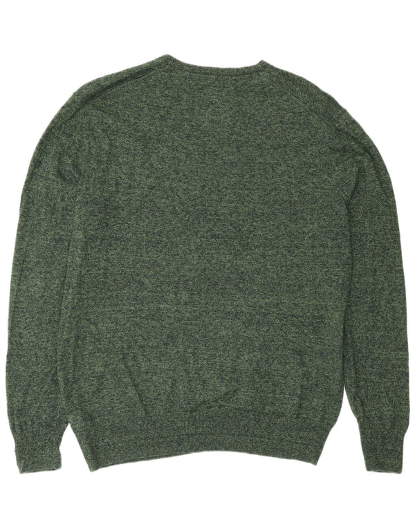 Superdry Mens Crew Neck Jumper Sweater 2XL Green Flecked Cotton
