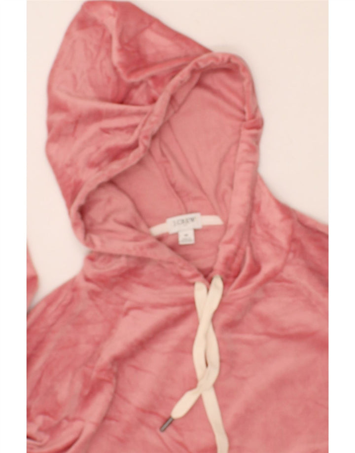 J. CREW Womens Velour Hoodie Jumper UK 14 Medium Pink Polyester Vintage J. Crew and Second-Hand J. Crew from Messina Hembry 