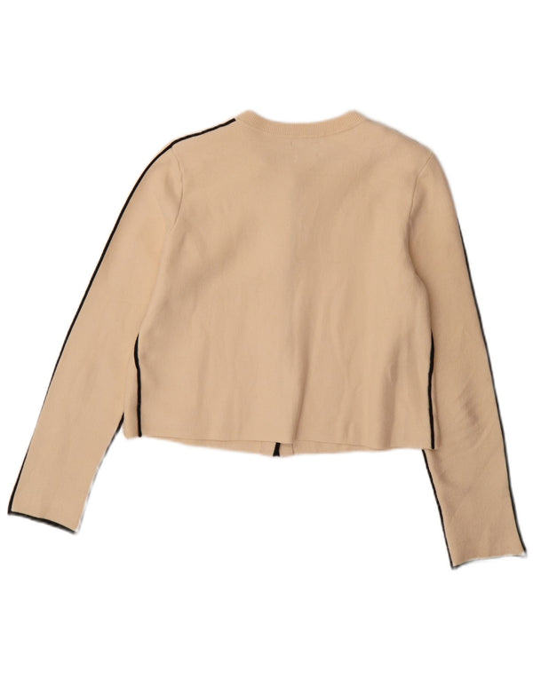 Massimo Dutti Damen Crop Cardigan Pullover UK 10 Small Beige Viskose