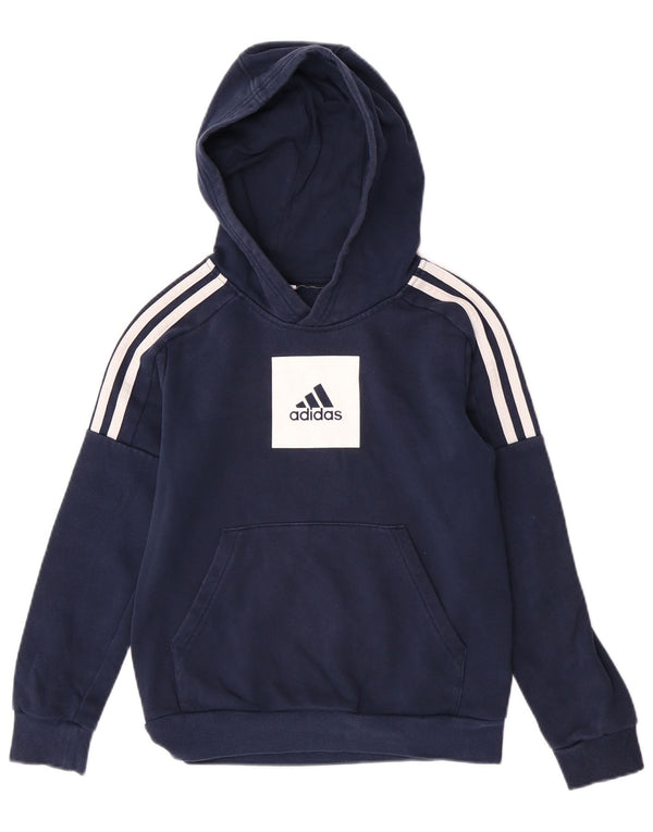 Adidas Boys Graphic Regular Fit Hoodie Jumper 10-11 Years Navy Blue Cotton