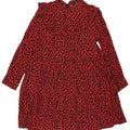 ZARA Womens Abstract Pattern Long Sleeve A-Line Dress UK 14 Medium Red