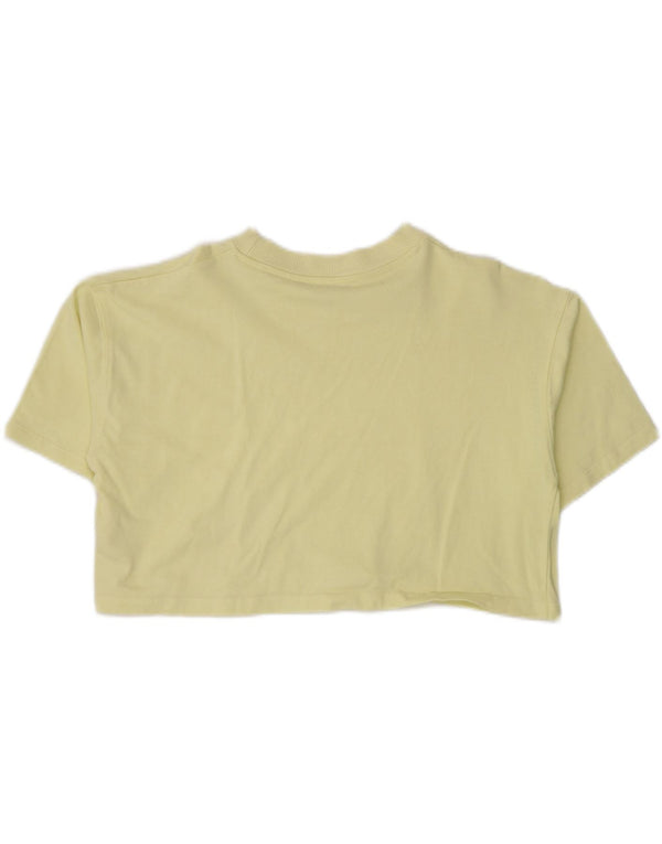 Zara Womens Crop Oversized T-Shirt Top UK 10 Small Yellow Cotton