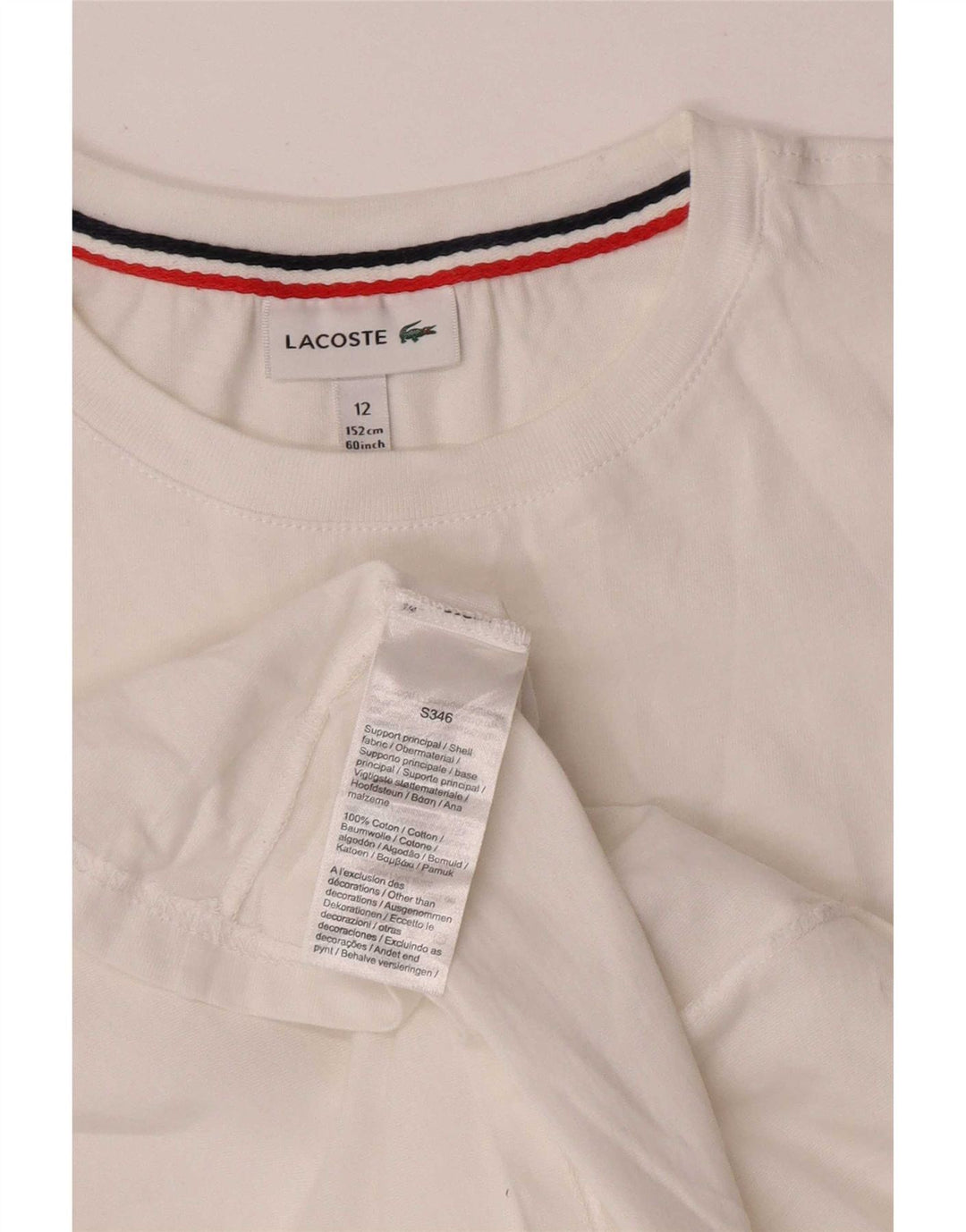 Lacoste Boys T-Shirt Top 11-12 Years White Cotton
