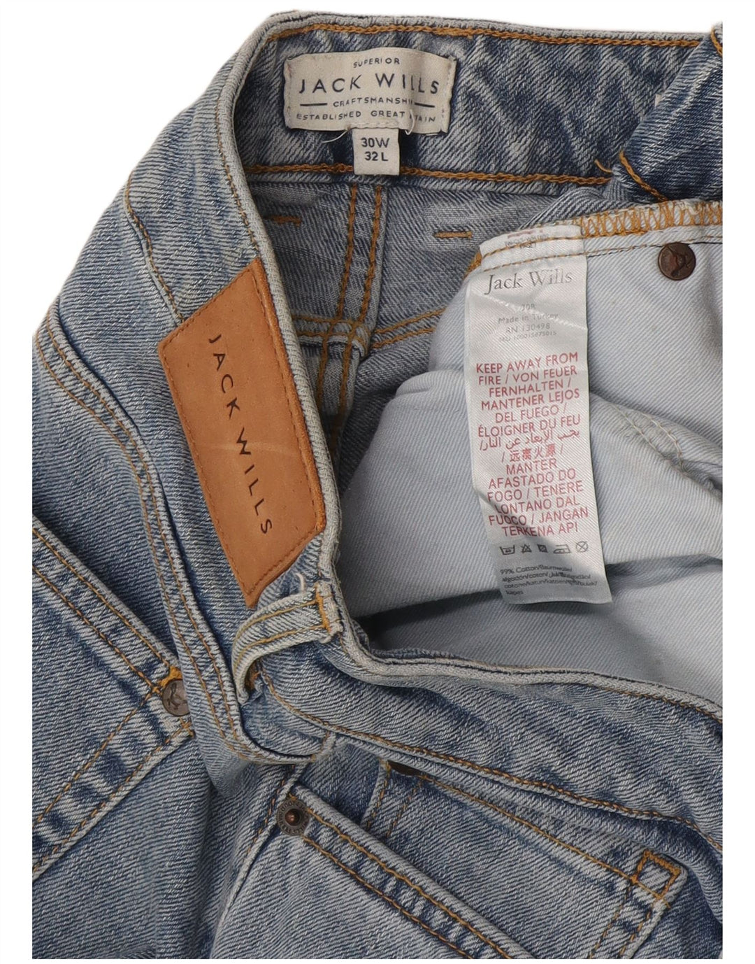 Jack Wills Mens Slim Jeans W30 L32 Blue Cotton