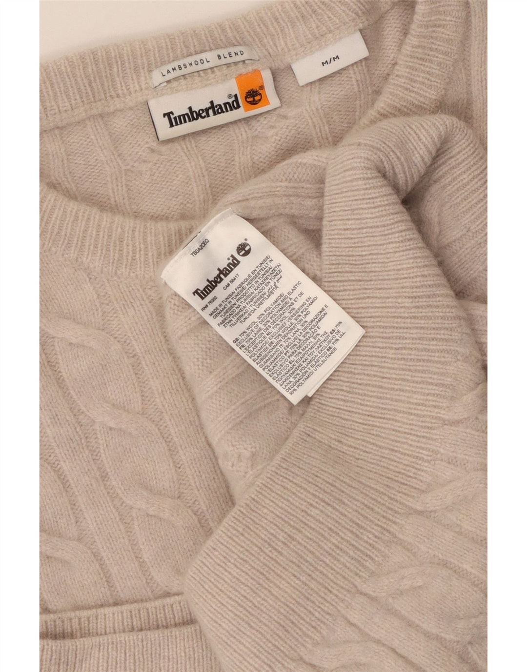 Мужской свитер TIMBERLAND с круглым вырезом, средний, бежевый, шерстяной