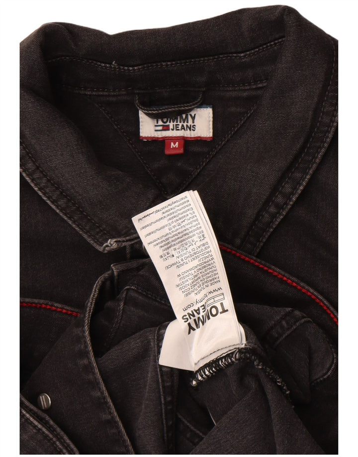 Tommy Hilfiger Dame Crop Denim Jacket UK 12 Medium Sort Bomuld
