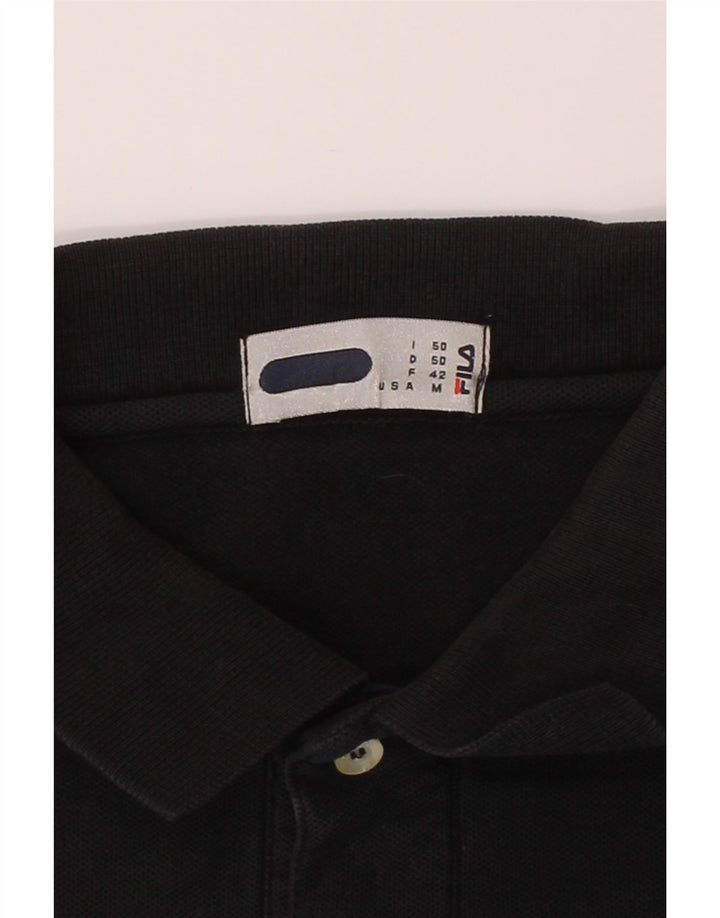 FILA Mens Polo Shirt Medium Black Cotton Vintage Fila and Second-Hand Fila from Messina Hembry 