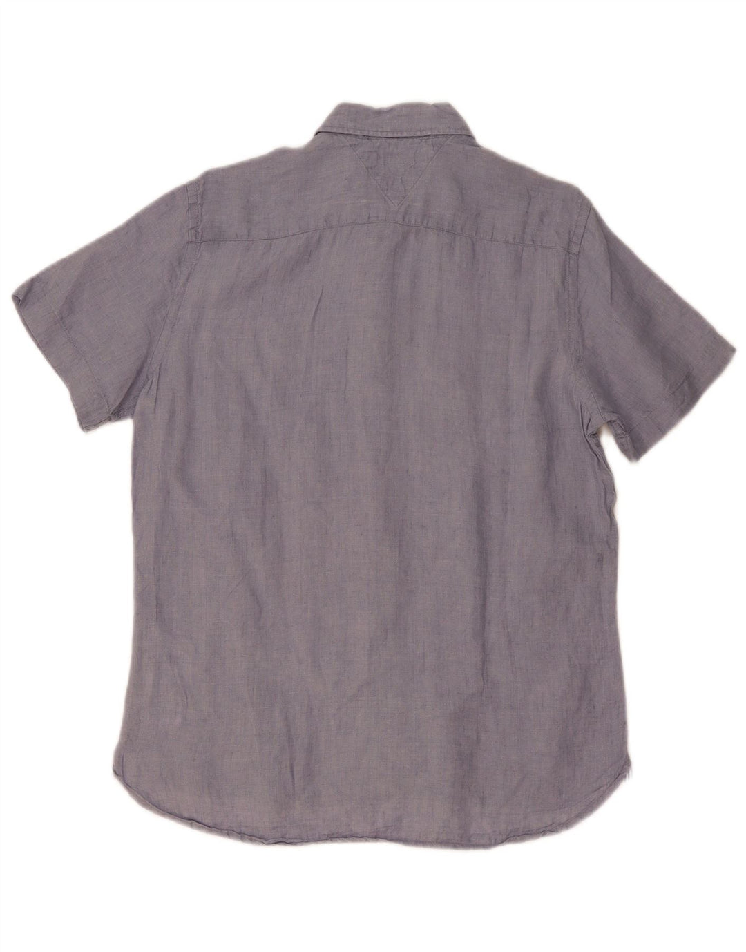 TOMMY HILFIGER Mens Short Sleeve Regular Fit Shirt Medium Blue Linen