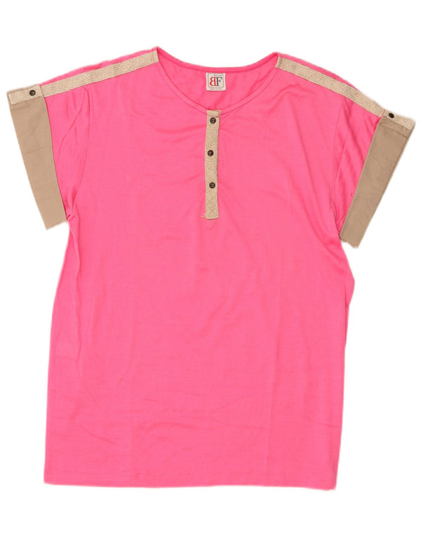 T-shirt da donna Belfe Top EU 42 Large rosa in cotone color block