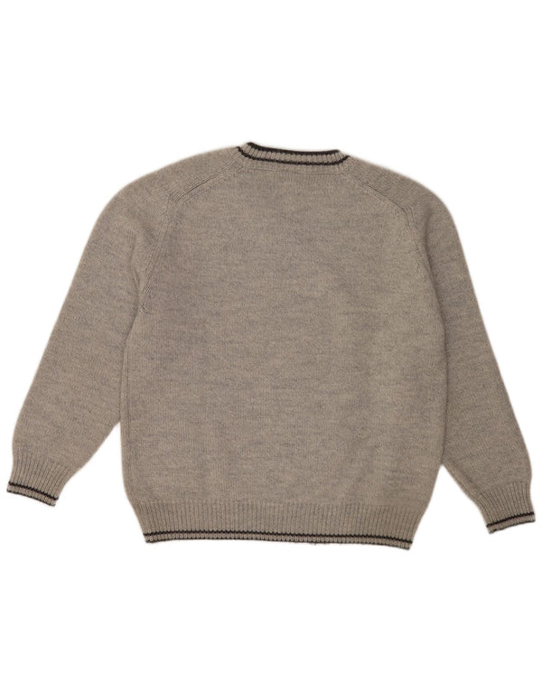 Maglione da uomo con scollo a V Marina Yachting, lana vergine a righe grandi grigie