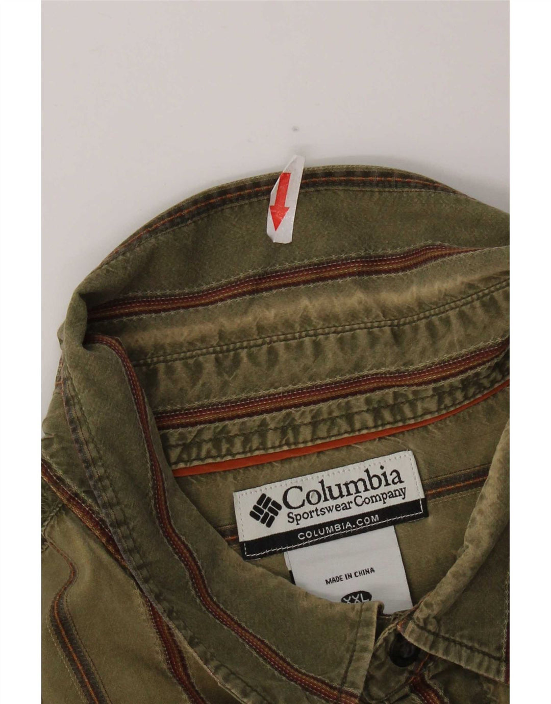 Columbia Womens Shirt 2XL Khaki Striped Cotton