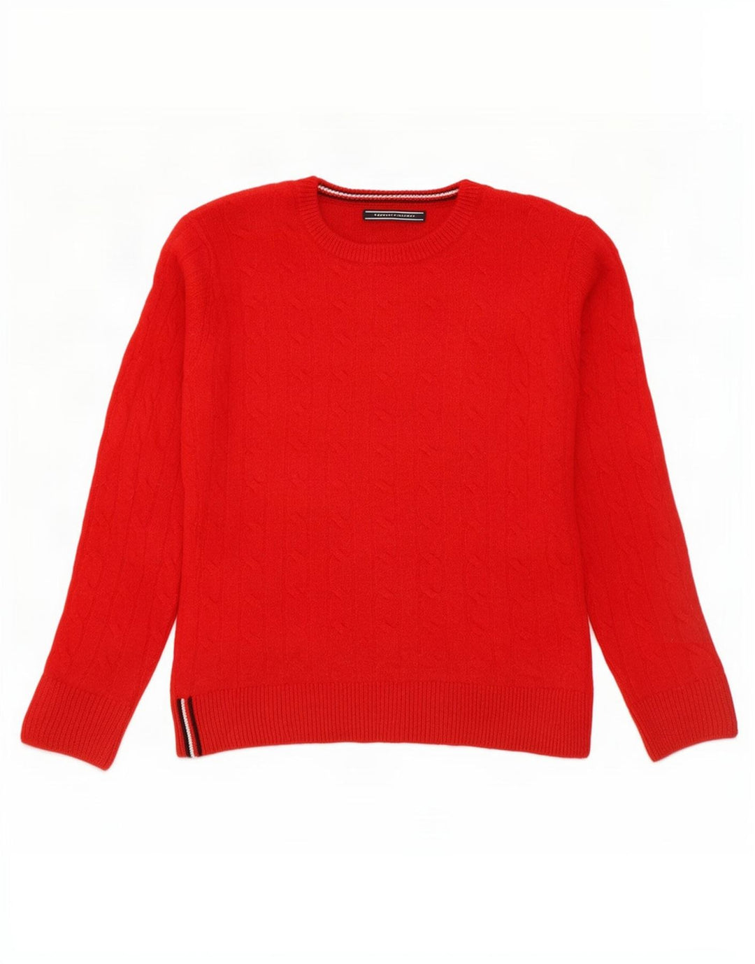 Tommy Hilfiger Damen-Pullover mit Rundhalsausschnitt, UK 14, mittelrote Wolle