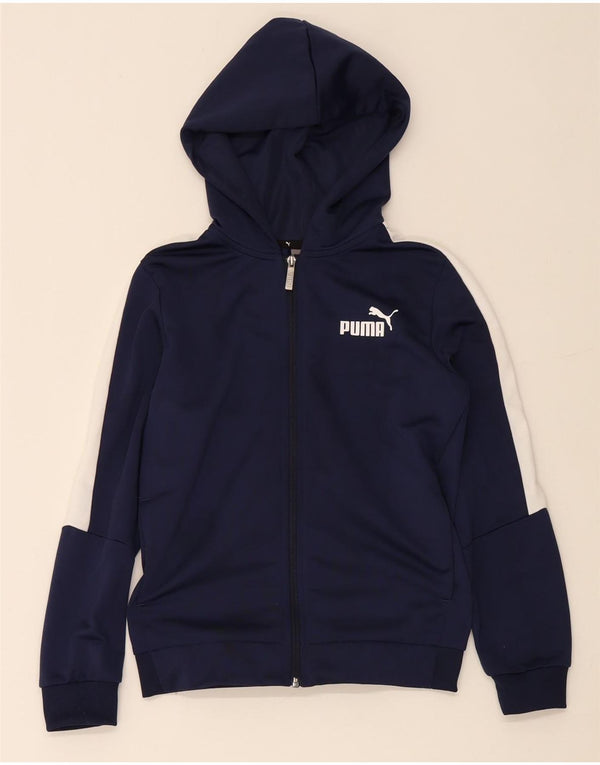 Suéter Puma Boys Zip com capuz 11-12 anos azul marinho colorblock poliéster