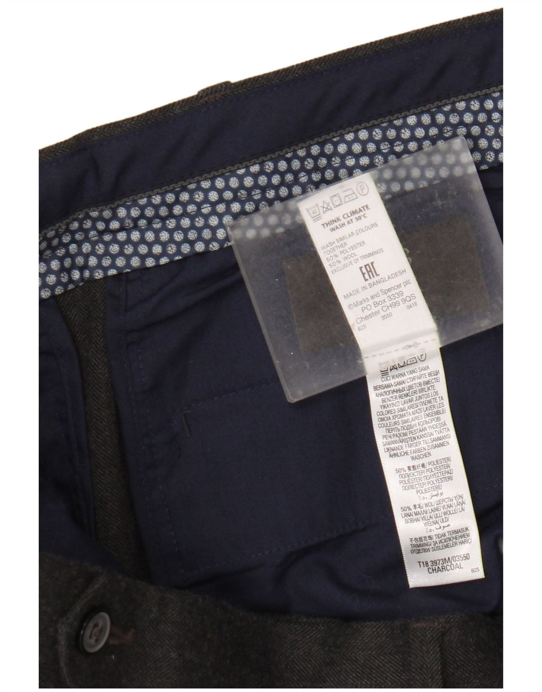 Marks & Spencer Mens Straight Suit Trousers W38 L31 Grey Cotton