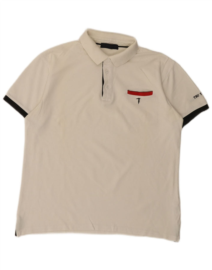 Trussardi Mens Polo Shirt Large White Cotton