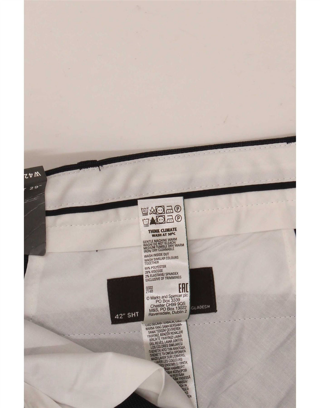Marks & Spencer Herre Chino Bukser W42 L29 Marineblå Polyester