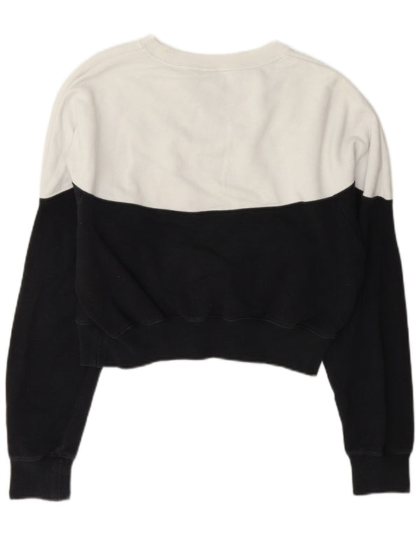 Nike Womens Crop Sweatshirt Jumper UK 10 Small White Colourblock Bomuld