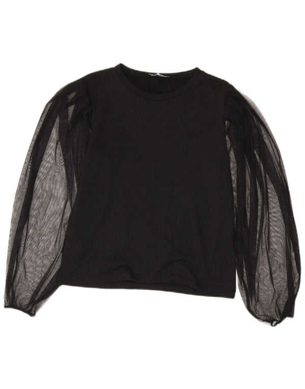 Zara Damen Langarmblusenoberteil UK 10 Small Schwarz