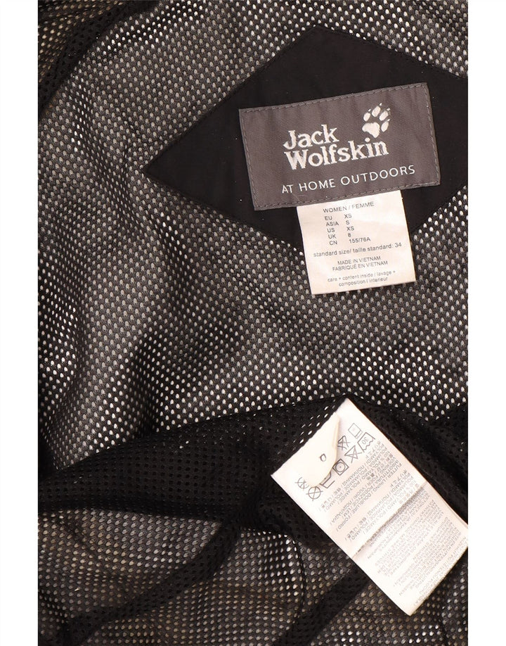 Jack Wolfskin Womens Hooded Rain Jacket UK 8 Small Black Polyamide
