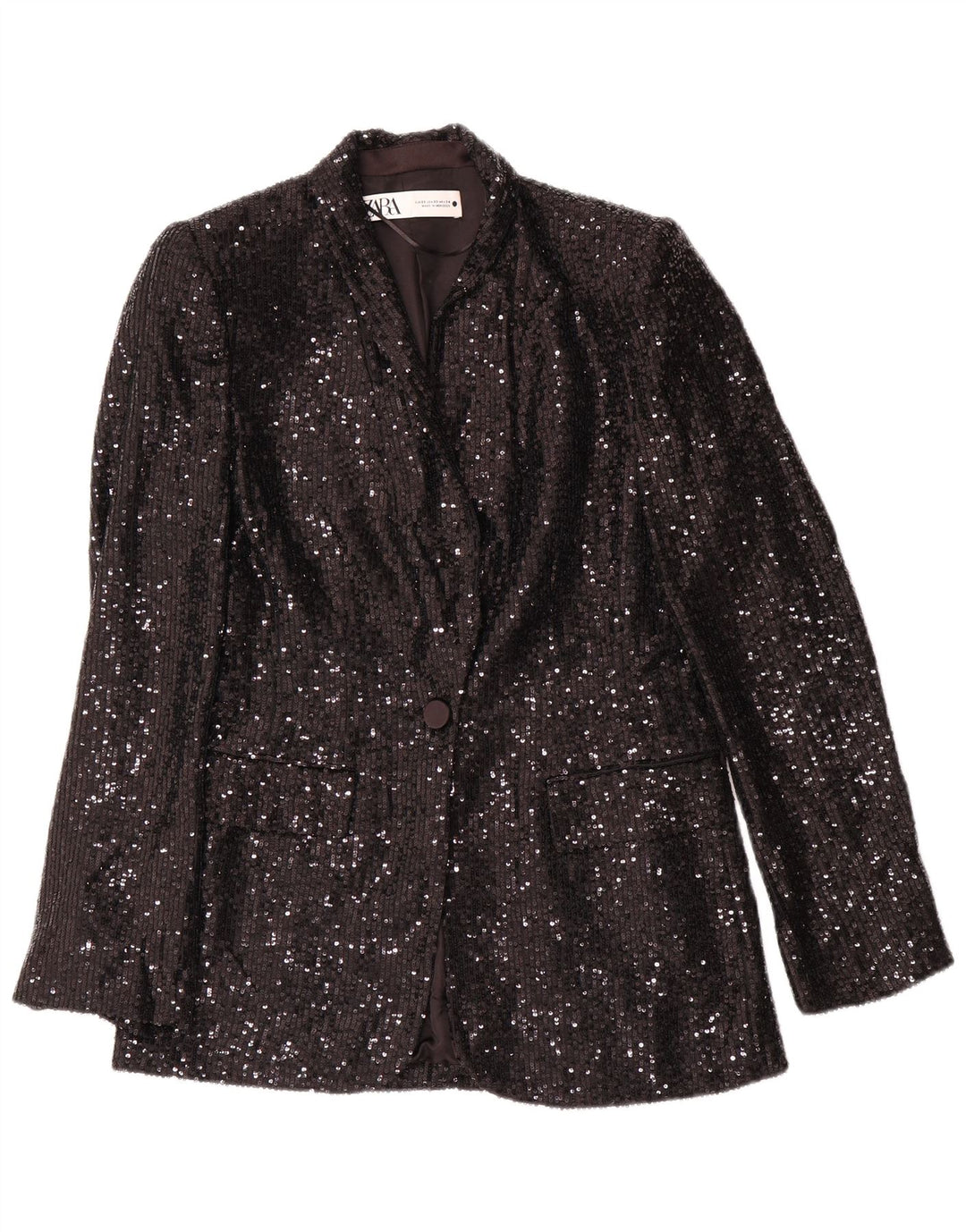 ZARA Womens 1 Button Blazer Jacket UK 6 XS Black