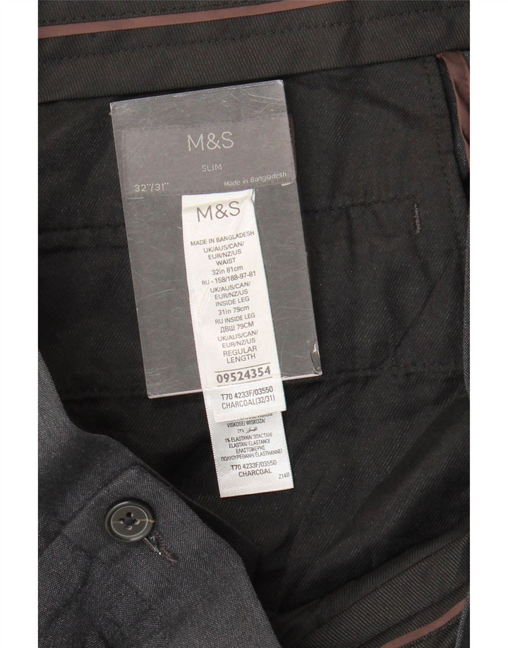 Marks & Spencer Herre Slim Suit Bukser W32 L31 Grå Polyester