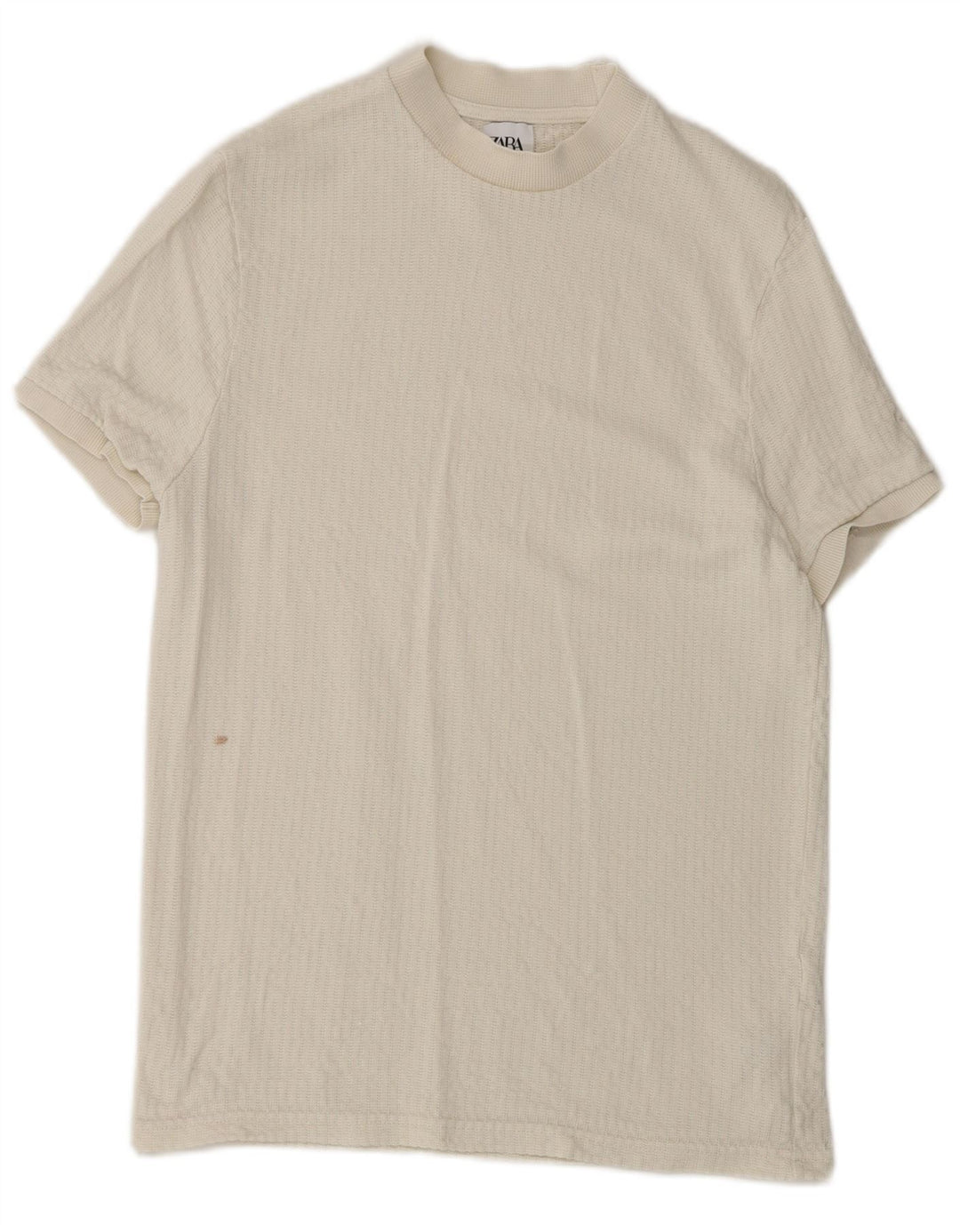 Zara Herre T-Shirt Top Lille Hvid Lyocell