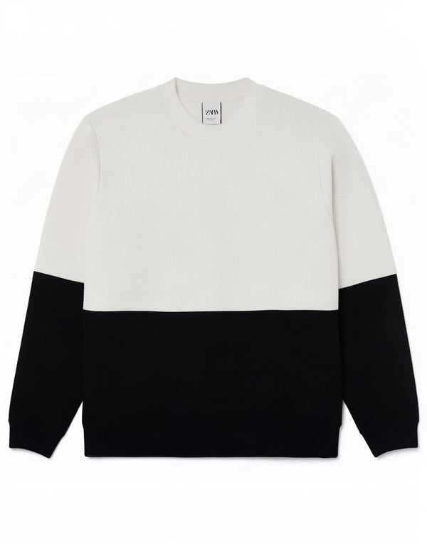 Ανδρικό φούτερ Zara Jumper XL Λευκό Colourblock Polyester