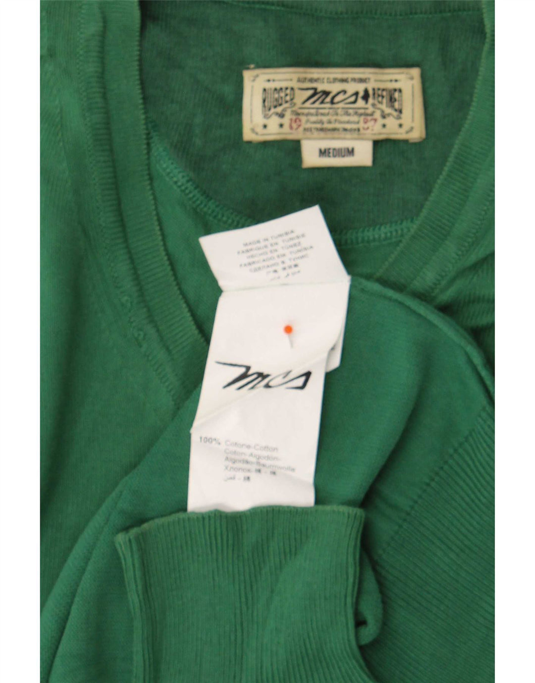 Marlboro Classics Mens V-Neck Jumper Sweater Medium Green Cotton