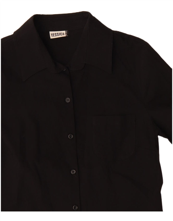YESSICA Womens 3/4 Sleeve Shirt Blouse EU 38 Medium Black Viscose