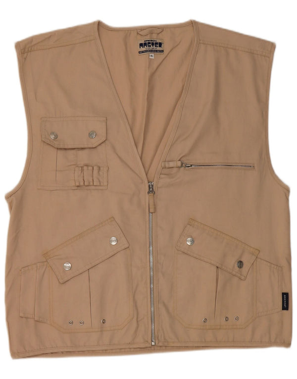 Master Herre Utility Gilet UK 42 XL Beige Bomuld