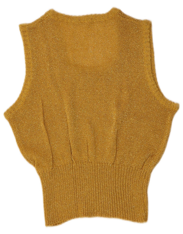 vintage Womens Crop Vest Débardeur IT 42 Or Moyen