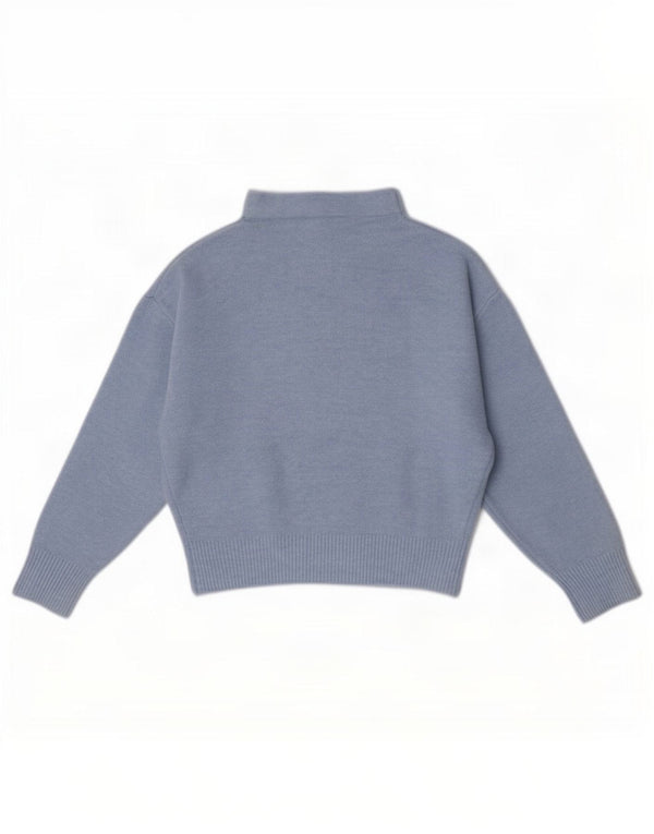 Zara Womens Crop Turtle Neck Jumper Sweater UK 10 Petit Bleu Acrylique