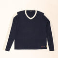 Maglione da uomo Armani con scollo a V, cotone color block medio blu navy