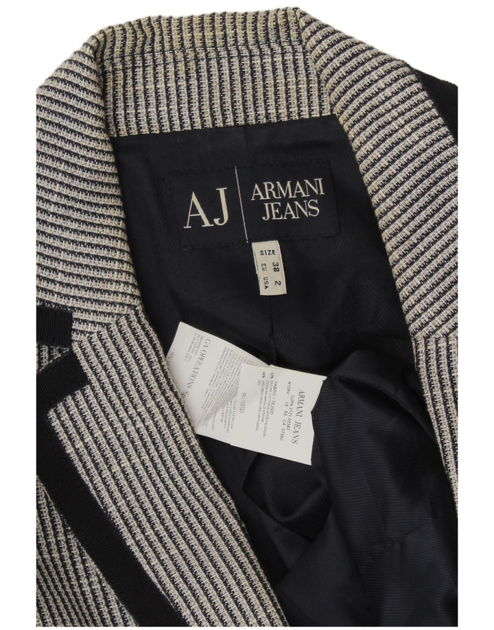 ARMANI JEANS Womens 2 Button Blazer Jacket EU 38 Medium Grey Striped