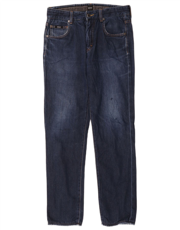 Hugo Boss Mens Regular Fit Straight Jeans W30 L29 Blue Cotton