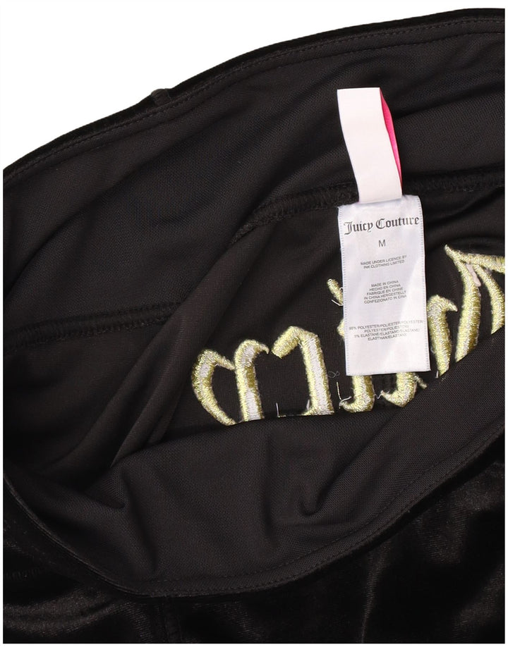 Juicy Couture Womens Graphic Velour Leggings UK 12 Medium Black Polyester