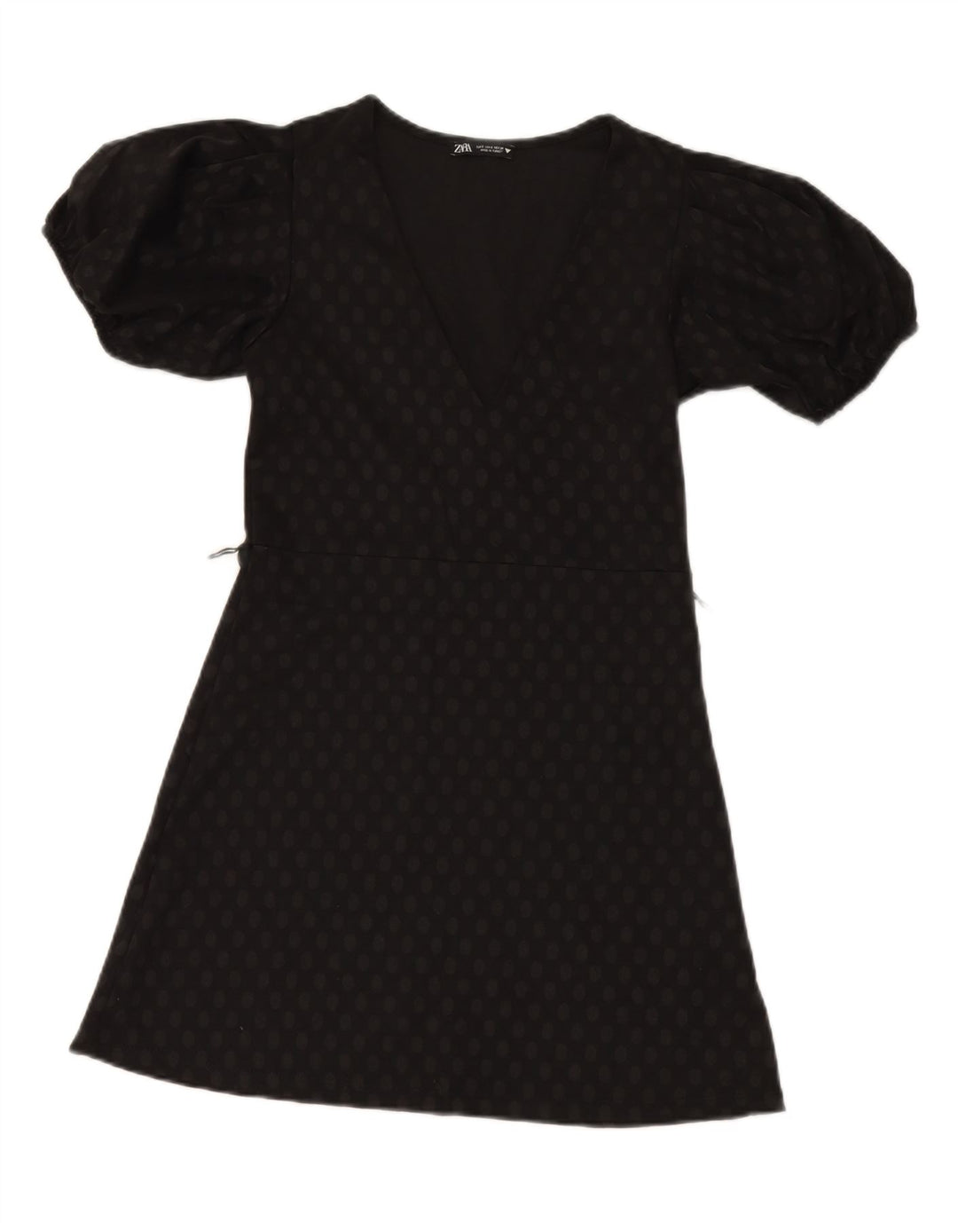 ZARA Womens A-Line Dress UK 10 Small Black Spotted Polyester