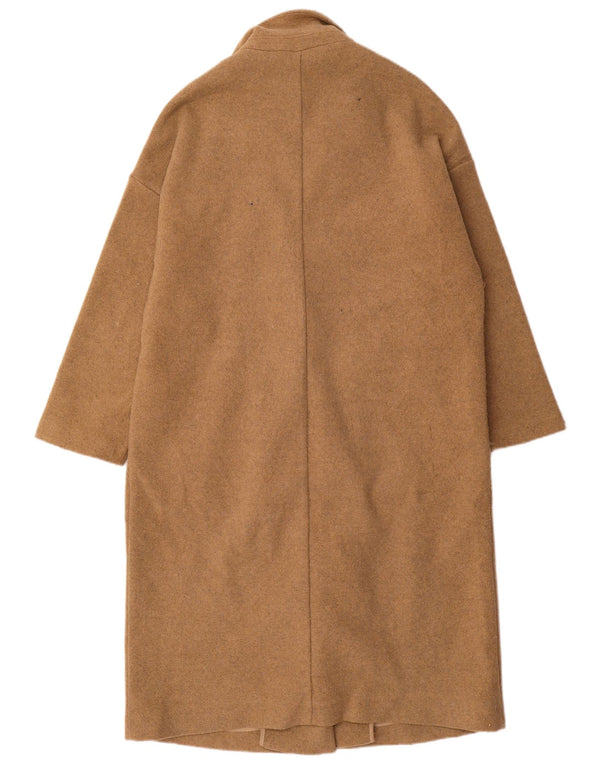 Zara Dame Oversized Overfrakke UK 10 Small Beige Polyester