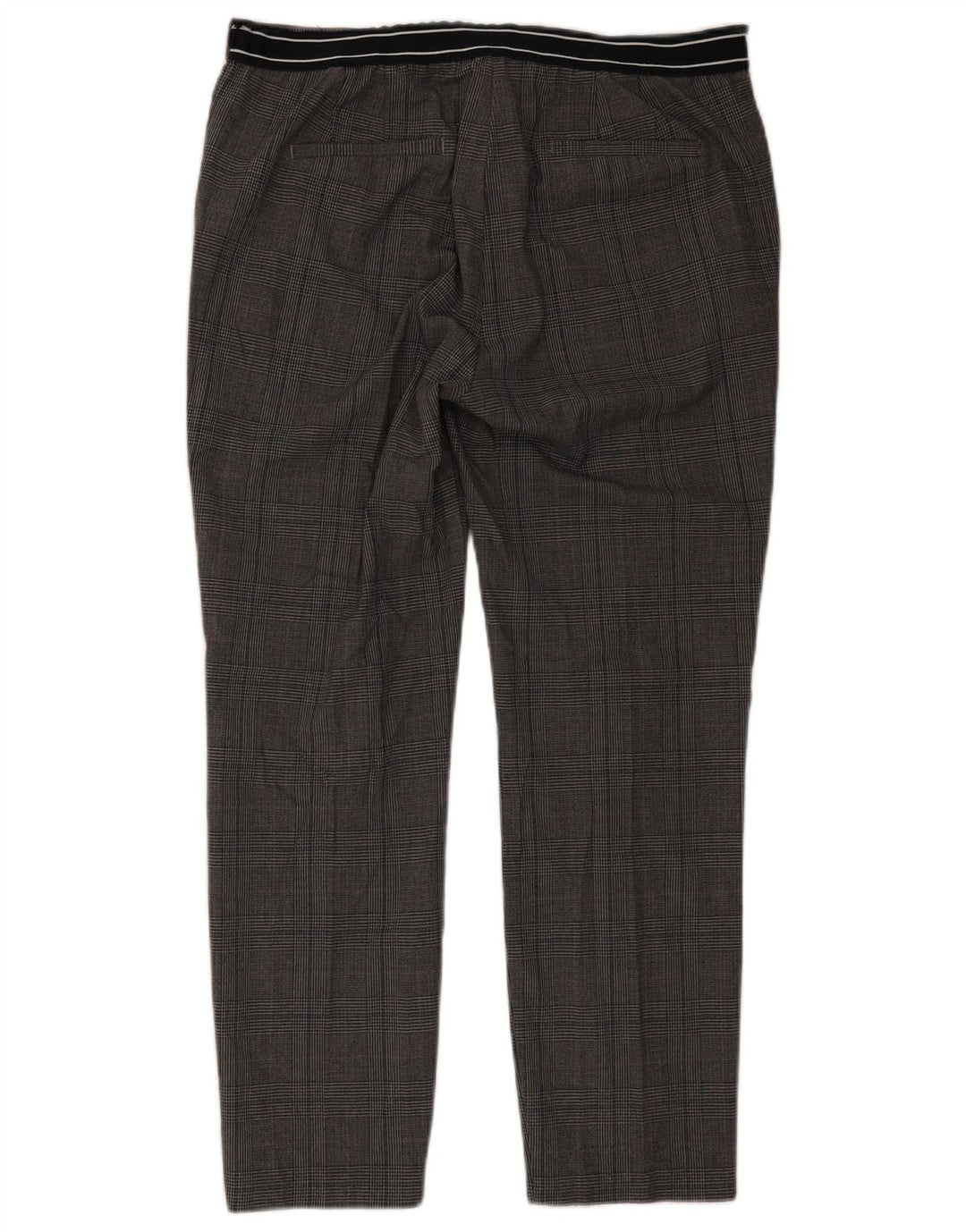 Zara Womens Slim Chino Trousers XL W32 L27 Grey Check Polyester