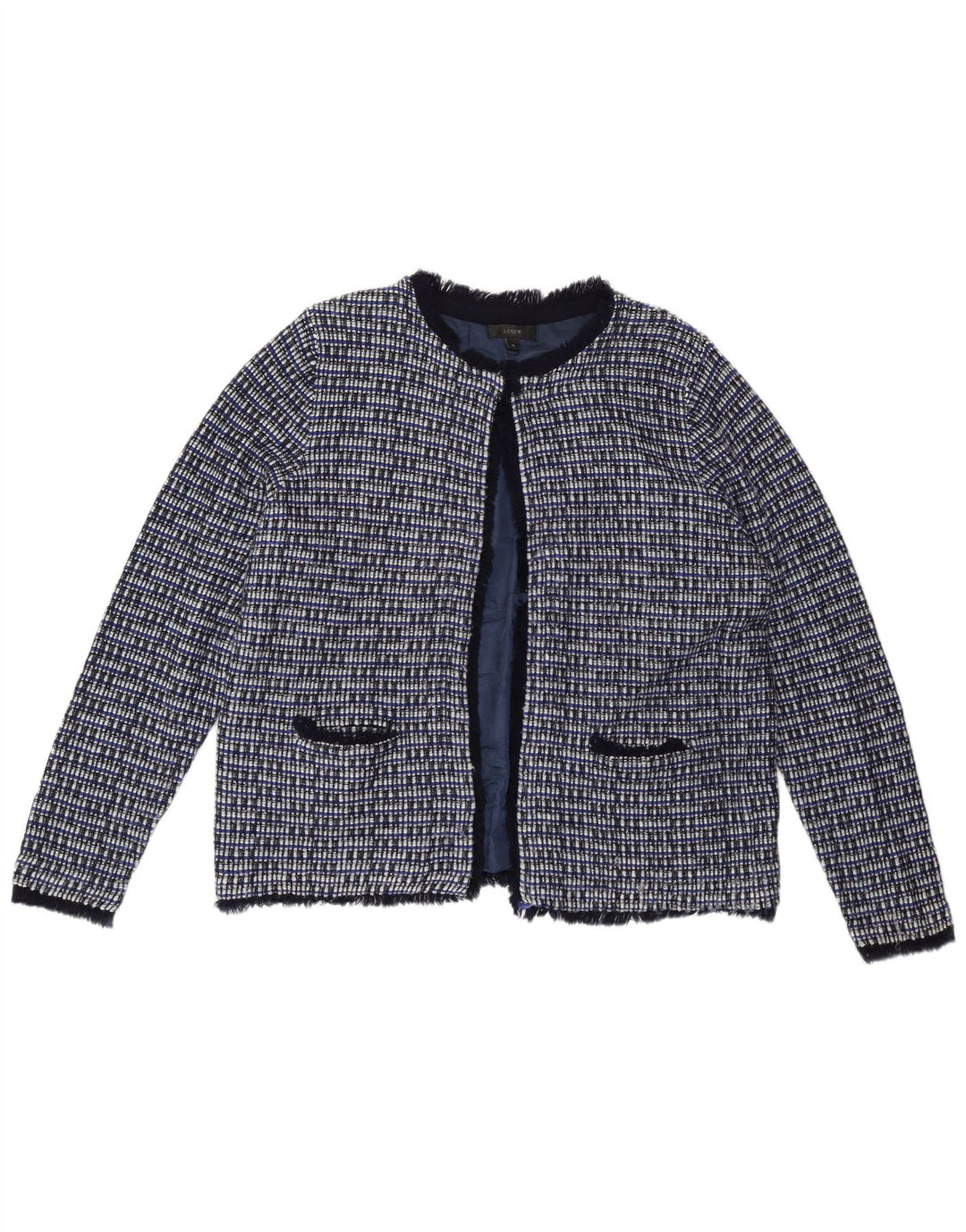 J. Crew Dame Blazer Jacket UK 18 XL Blå ternet uld