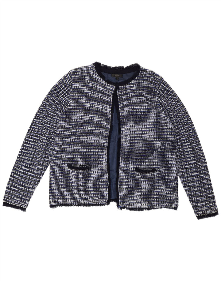 J. Crew Dame Blazer Jacket UK 18 XL Blå ternet uld