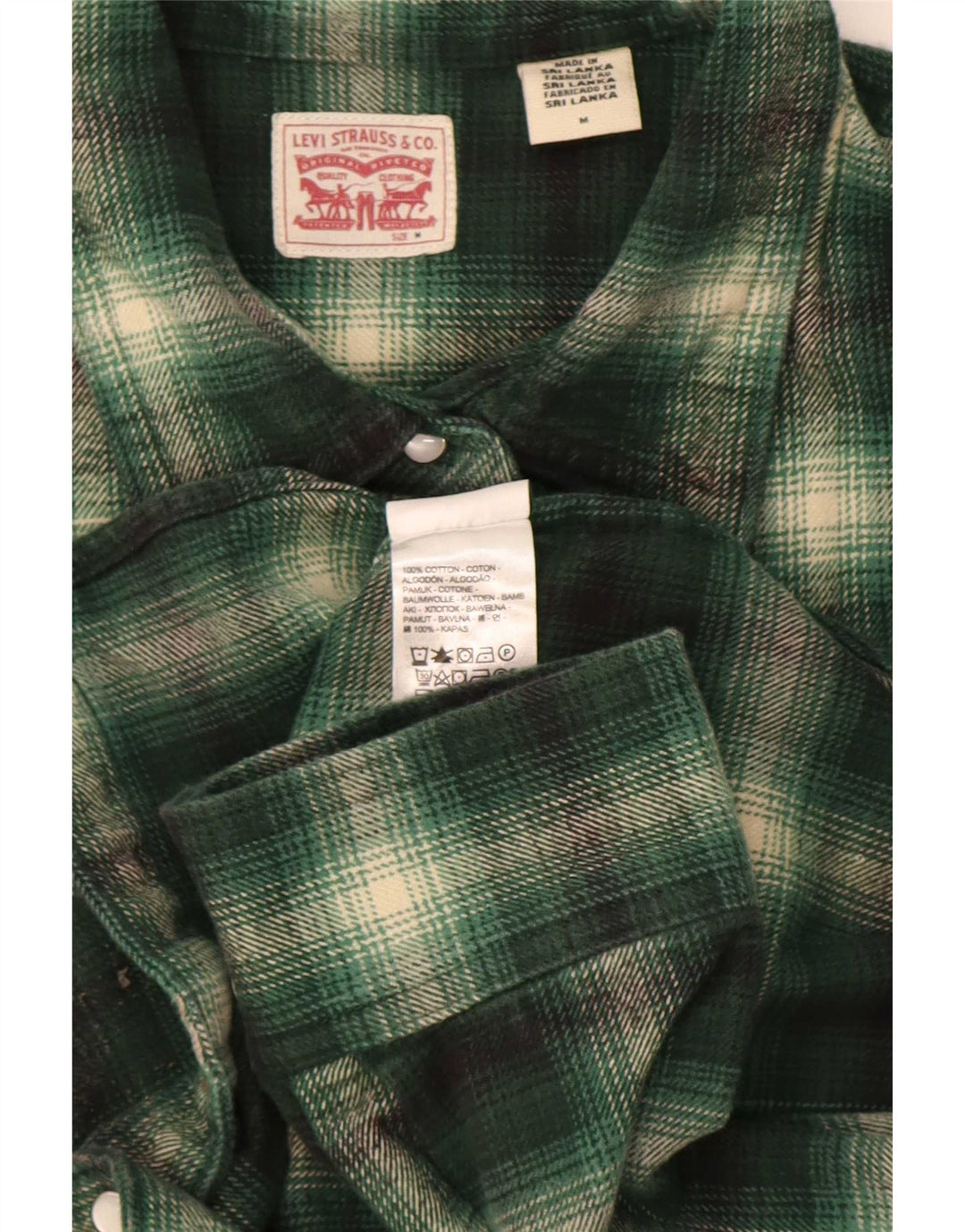 Camicia in flanella da donna Levi's UK 14 Cotone a quadri verde medio
