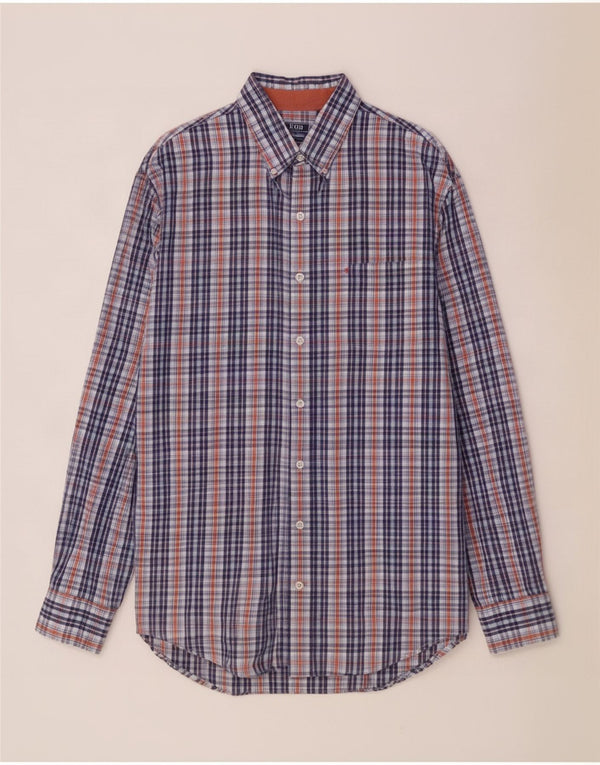 Izod Mens Tall Shirt XL Blue Check Cotton